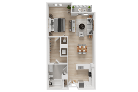 Floor plan for studio, 1 bath, 741 sqft